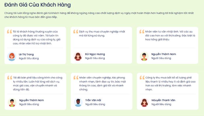 Những đánh giá của khách hàng
